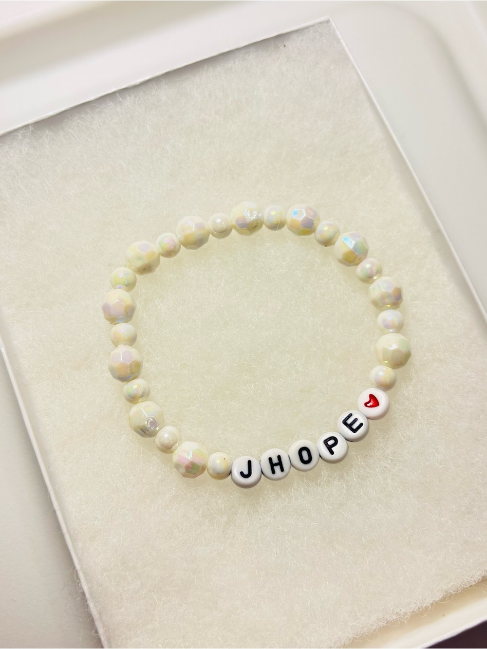 BTS JHOPE BIAS WHITE BEADED BRACELET